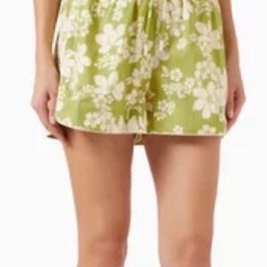 Alemais Green Floral High Waist Shorts